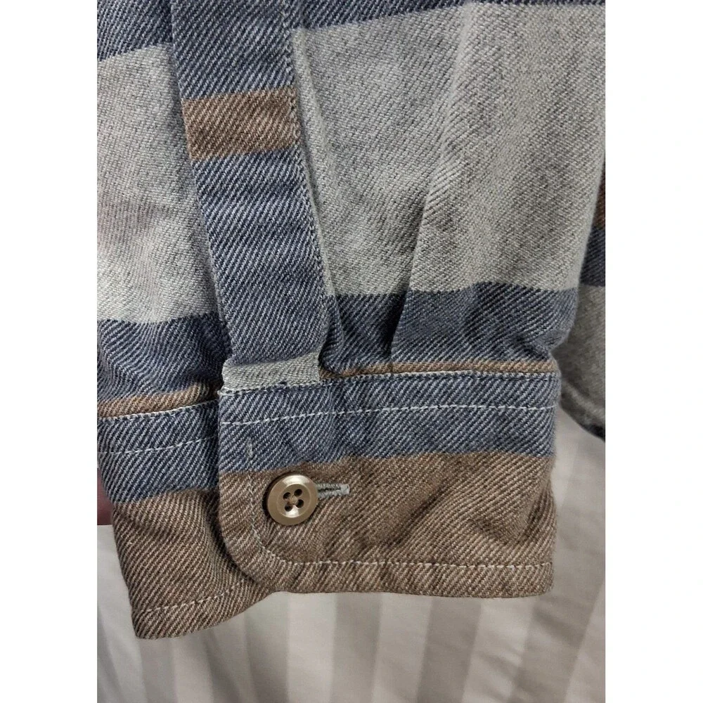 J.Crew Brushed Midweight Cotton Stripe Shirt H4831 Men's Size L Button Front W